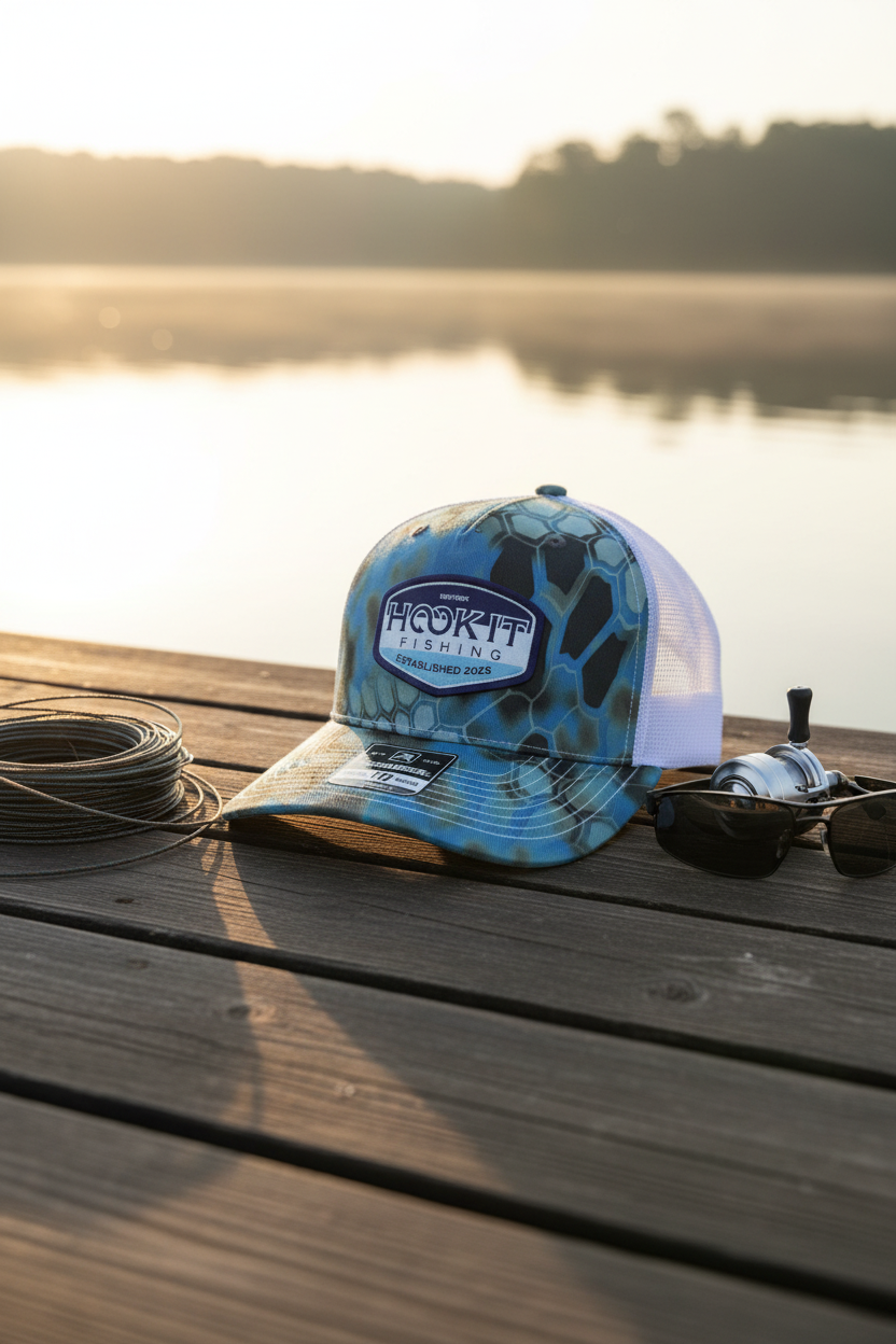 The Original Hook It Hat - Geometric Blue Trucker Cap